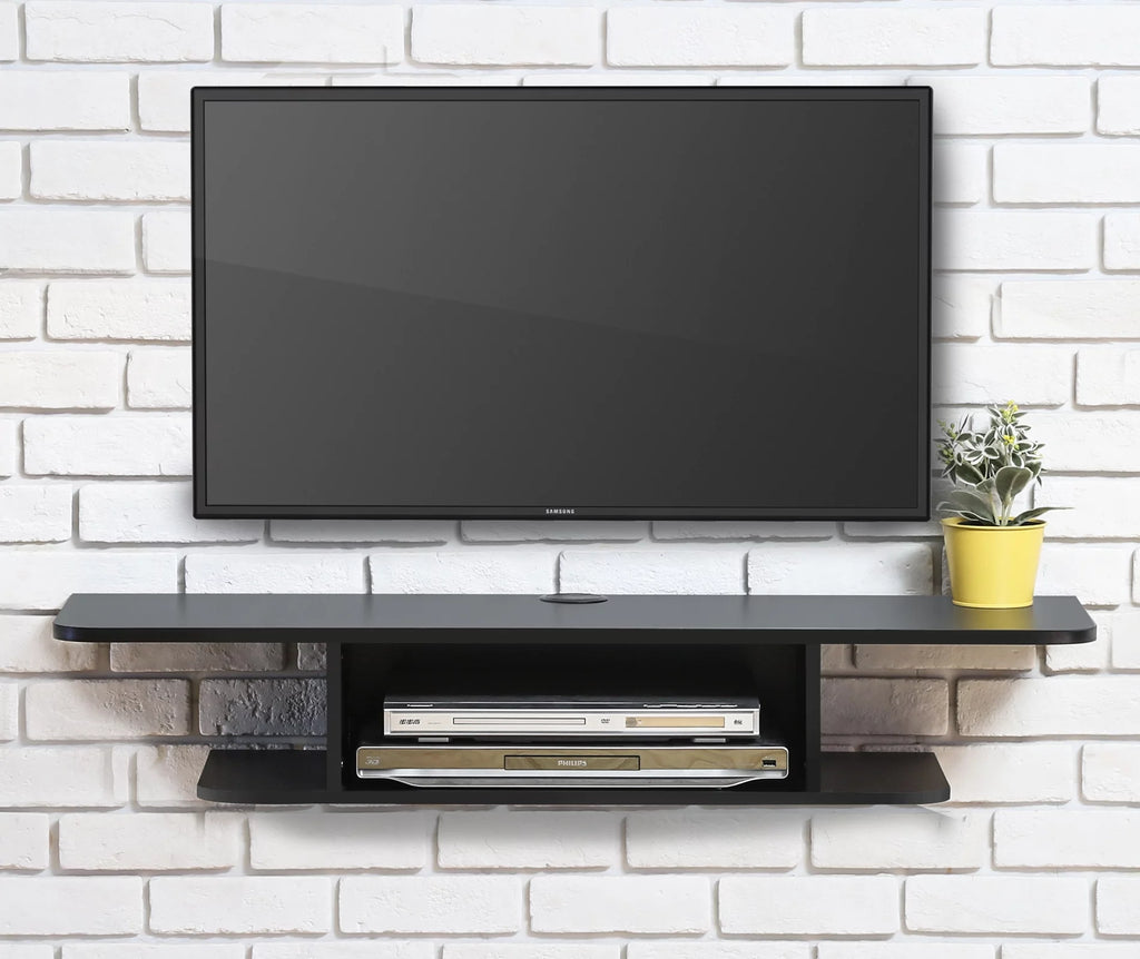 Black Wall Mounted Wood Media Console G108329