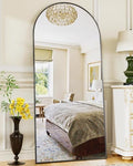 76"x34" Black Arched Full Length Floor Mirror S891045