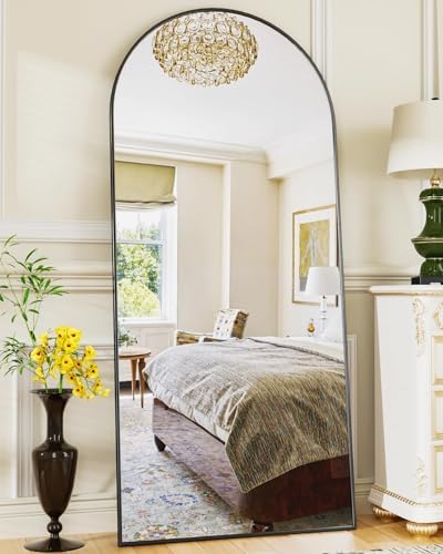 76"x34" Black Arched Full Length Floor Mirror S891045