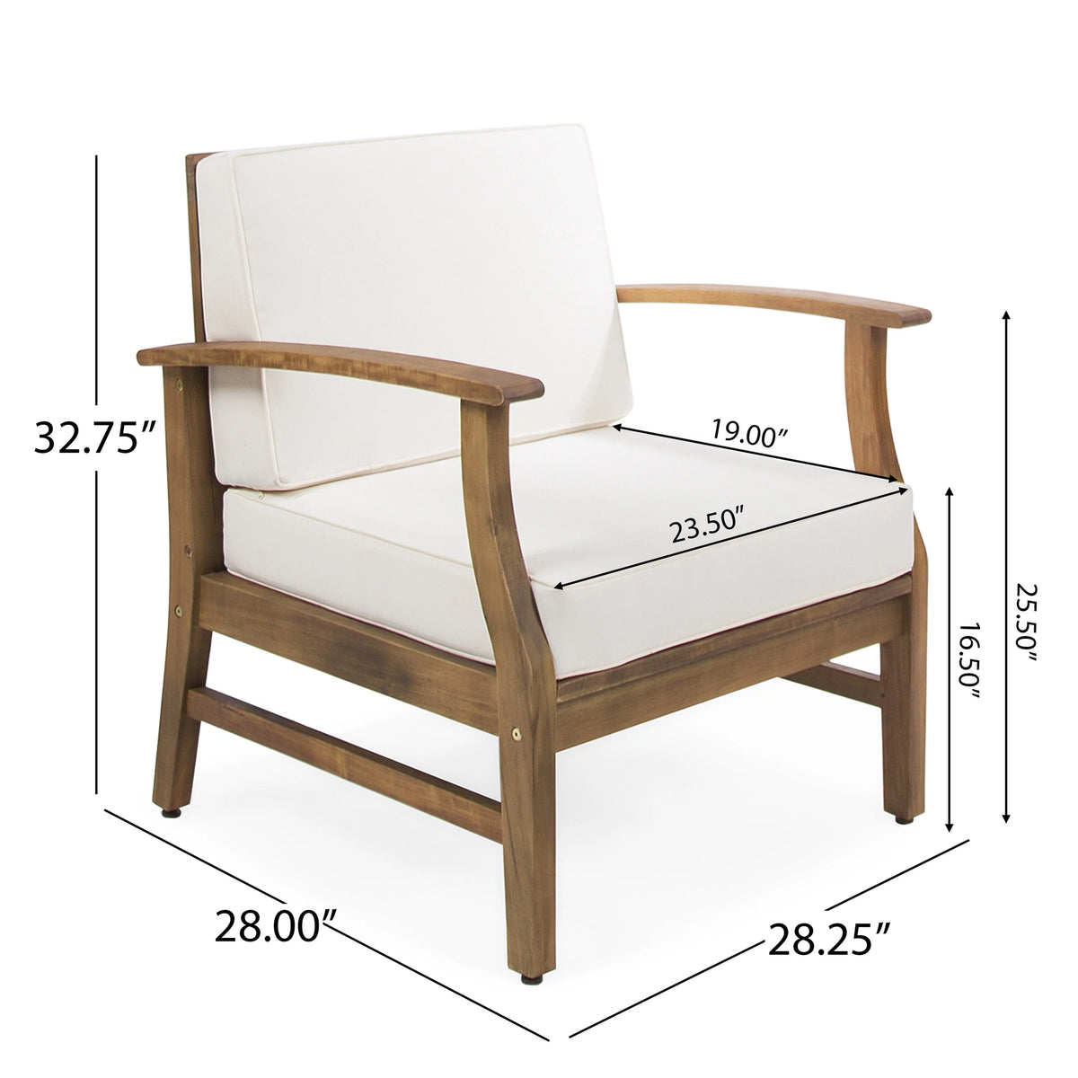 Acacia Wood Club Chairs with Cushions, Set of 2 O290901