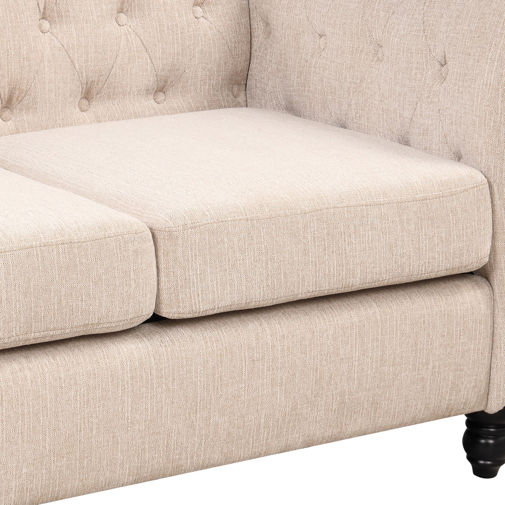 3 Seater Button Tufted Upholstered Sofa with Rolled Arms R51445