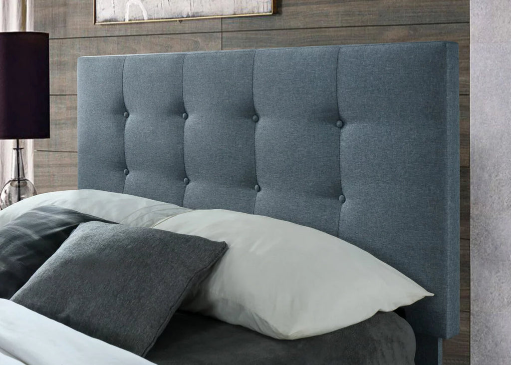 Grey Upholstered Queen Size Platform Bed with Headboard V7016