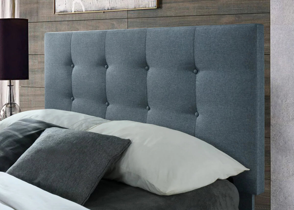 Grey Upholstered Queen Size Platform Bed with Headboard V7016