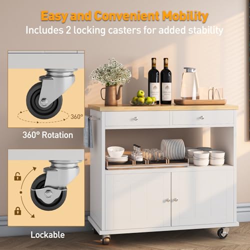 Black Rolling Kitchen Island with Storage Cabinet O99878