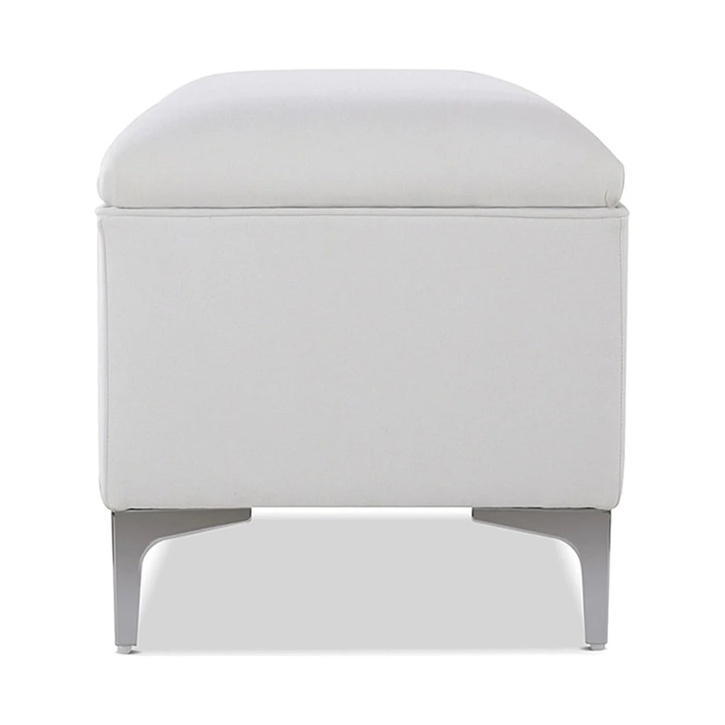 Bright White Linen Storage Bench G493