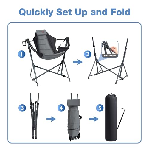 Black Folding Hammock Camping Chair with Cup Holder K939