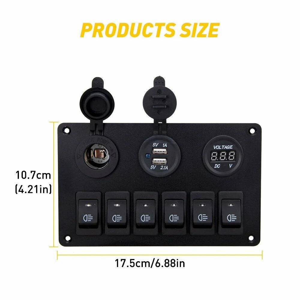 6 Gang Blue LED Rocker Switch Panel N518244