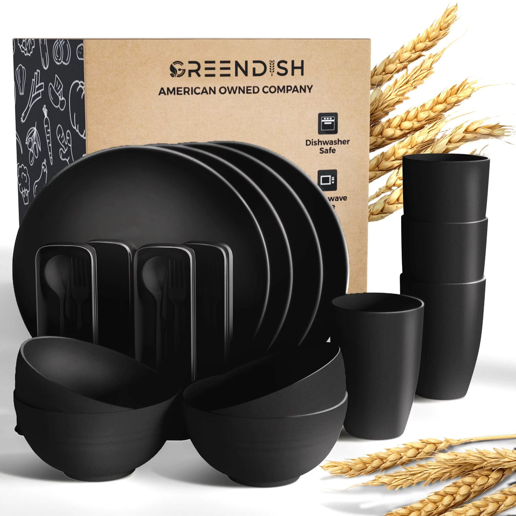 Wheat Straw Dinnerware Set for 4 with Cutlery T230353