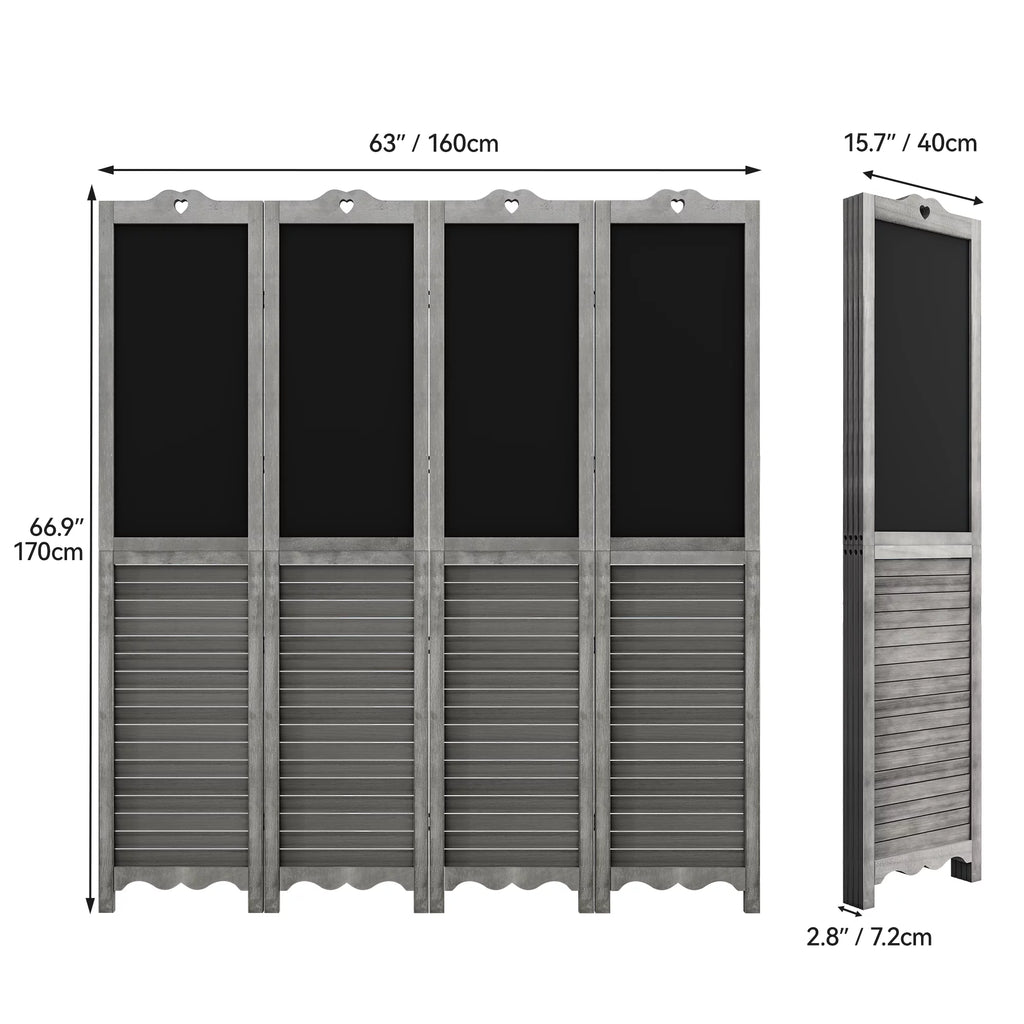 4 Panel Folding Room Divider with Chalkboard W831751
