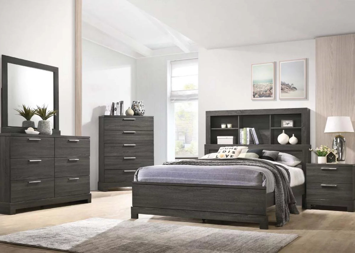Eastern King Storage Bed Gray Oak I341