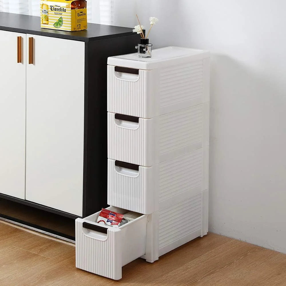 White 4 Drawer Rolling Storage Cabinet K7907