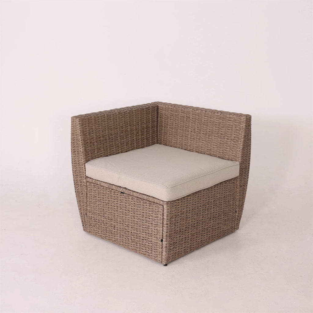 7 Pcs Half-Round Rattan Patio Furniture Set with Cushion and Table H579