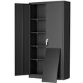 72" Black Locking Metal Storage Cabinet with 4 Adjustable Shelves T937296
