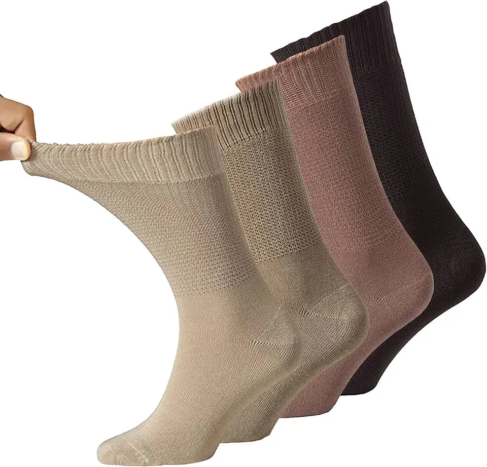 Brown 4 Pairs Diabetic Dress Socks F62443