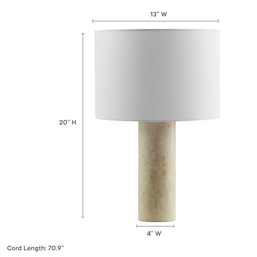 Travertine Stone Pillar Table Lamp U183585