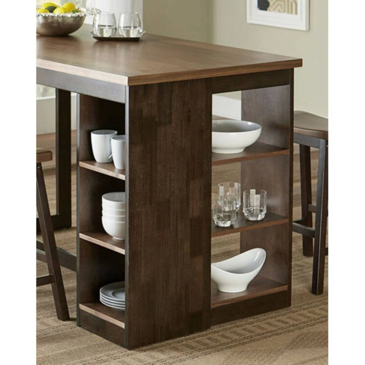 Wood Counter Storage Table in Walnut Brown K811