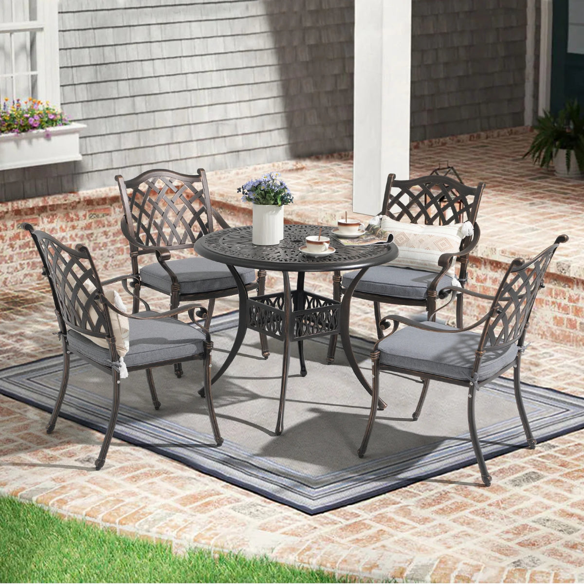 5 Piece Cast Aluminum Patio Dining Set J23685