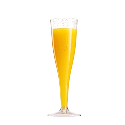 50 Pack 5 Oz Gold Rimmed Clear Plastic Champagne Flutes F721