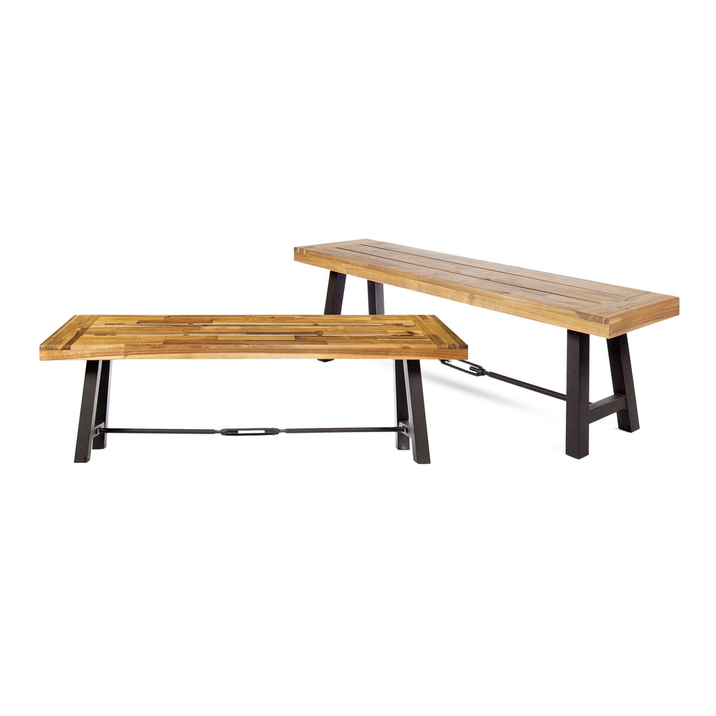 Acacia Wood Outdoor Dining Benches Set of 2 X837