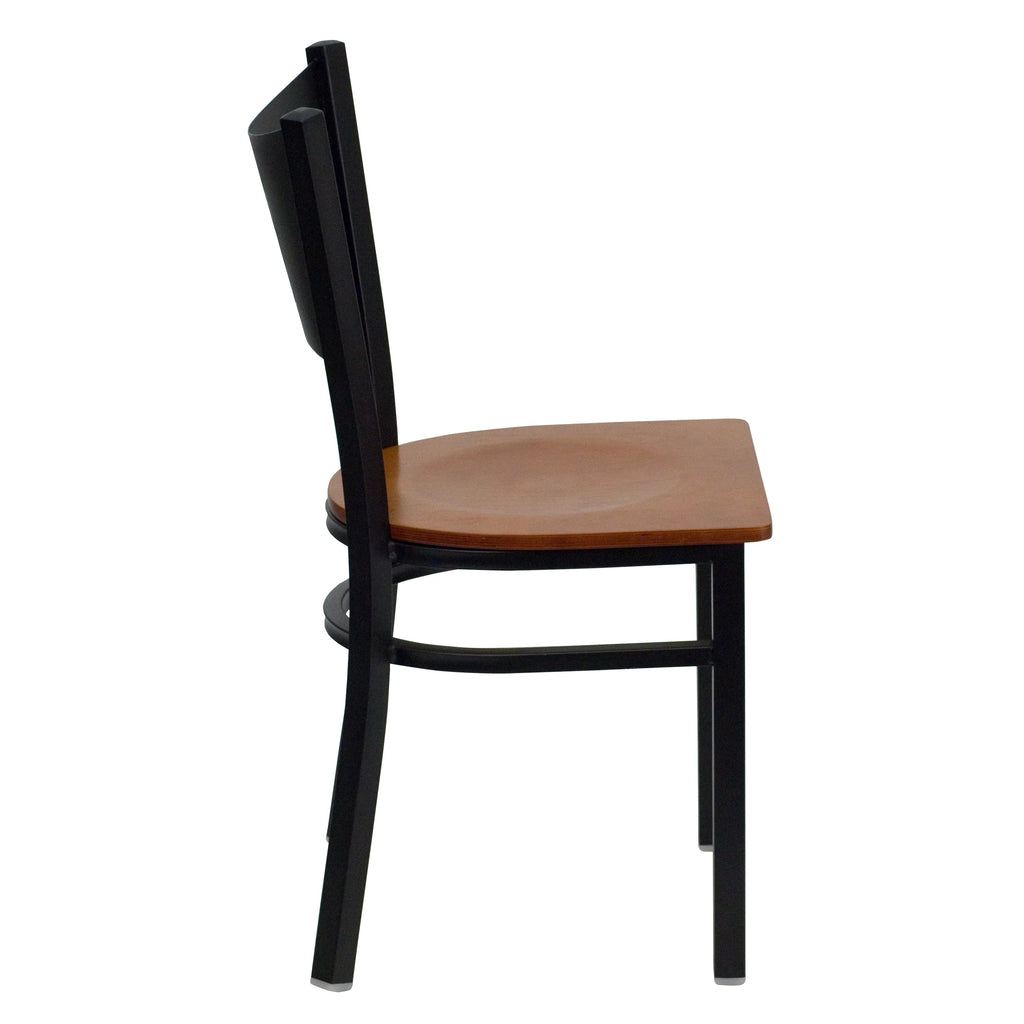 Black Metal Restaurant Chair with Cherry Wood Seat H703051