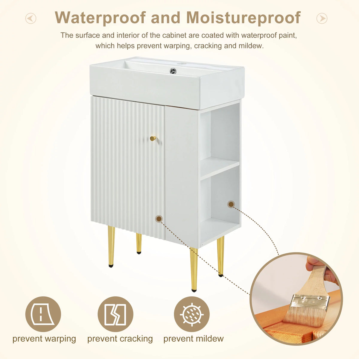 21.6" Wood Bathroom Vanity with Ceramic Sink W243695