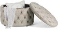 28 Inch Round Velvet Storage Ottoman D517