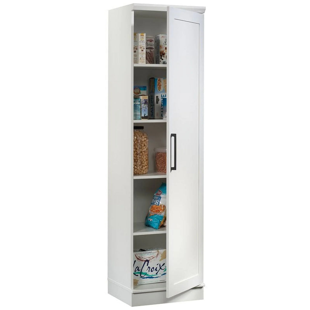 White Engineered Wood Single Door Pantry B5352