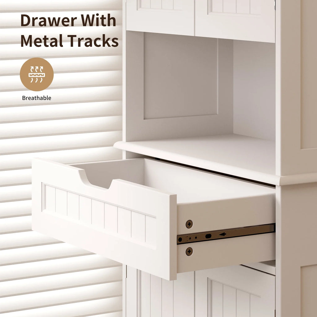 White Kitchen Pantry Storage Cabinet W75688