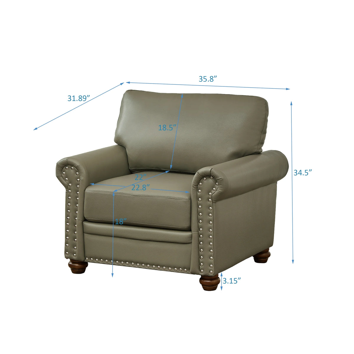 Grey Faux Leather Single Seat Sofa Chair P6888