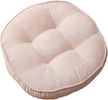 Pink 22x22 Inch Corduroy Round Tufted Floor Cushion Q7279