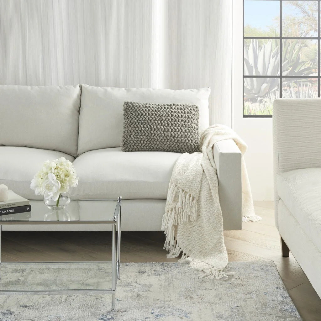 Grey Knotted Detail Lumbar Pillow O72566