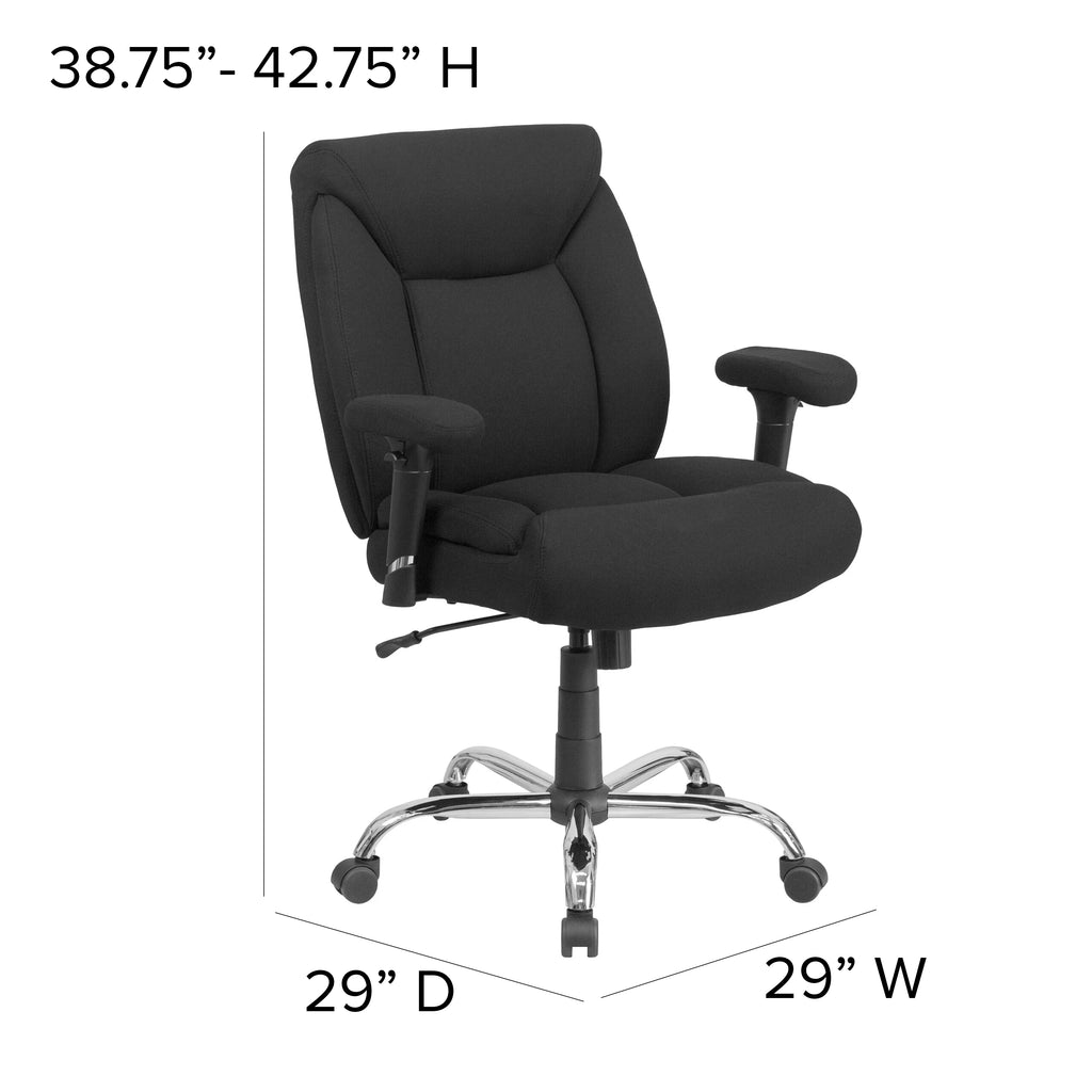 Big & Tall 400 lb. Rated Black Fabric Tufted Swivel Ergonomic Office Chair A319974