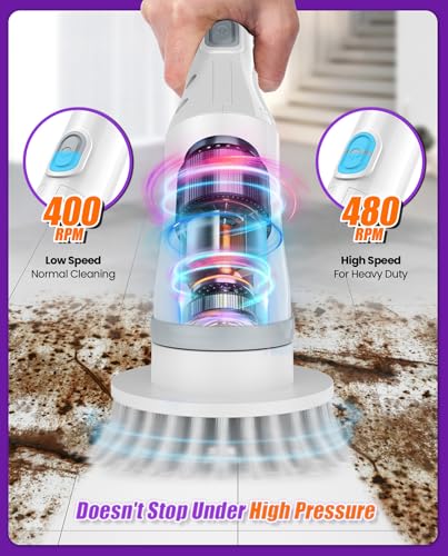 Cordless Electric Spin Scrubber with 6 Brush Heads W950