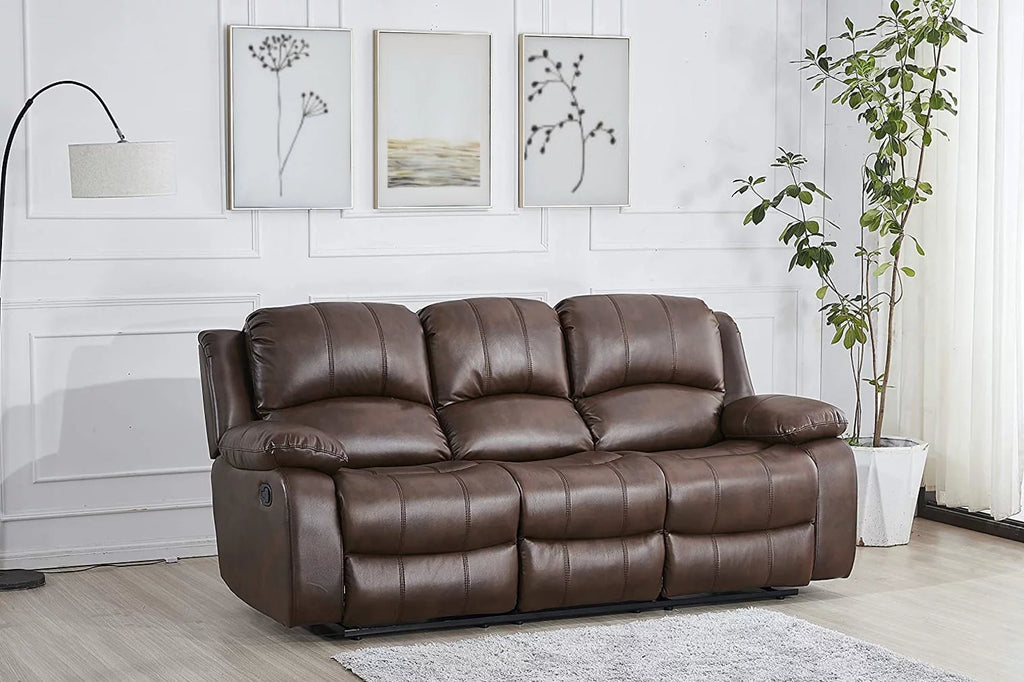 Brown Bonded Leather Recliner Sofa Y740