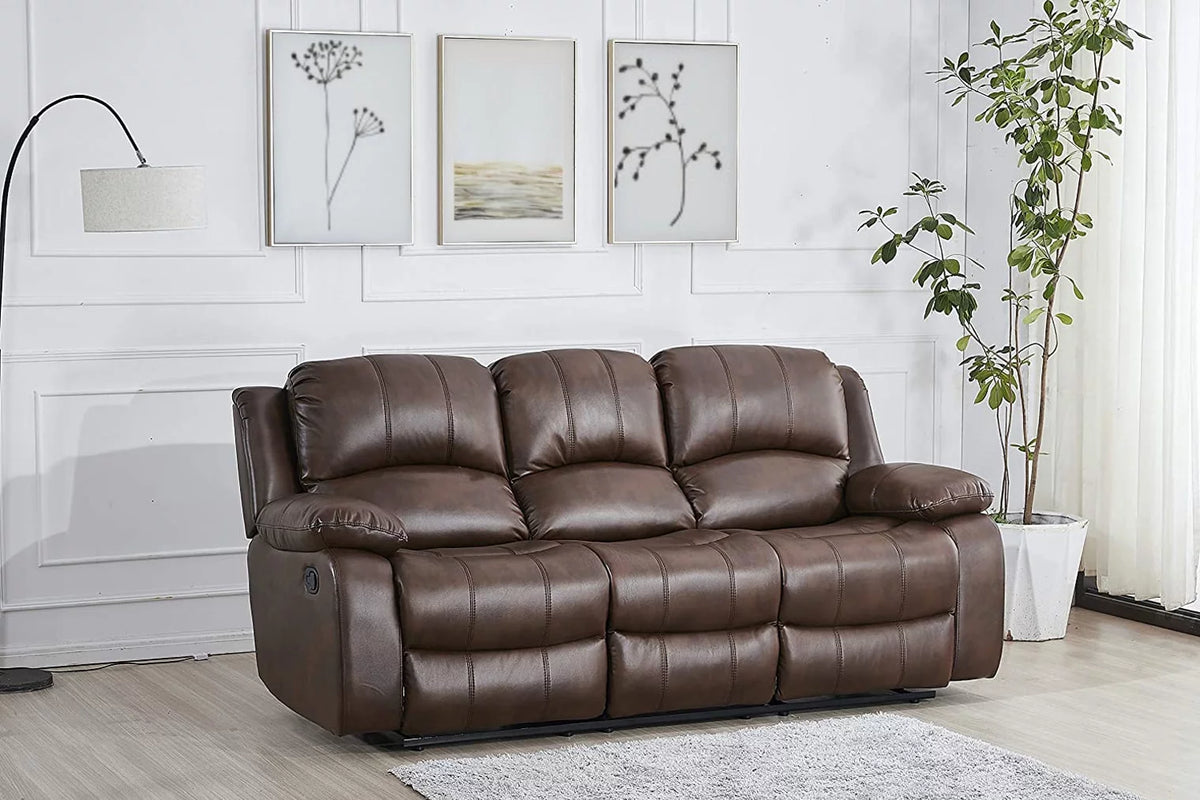 Brown Bonded Leather Recliner Sofa Y740