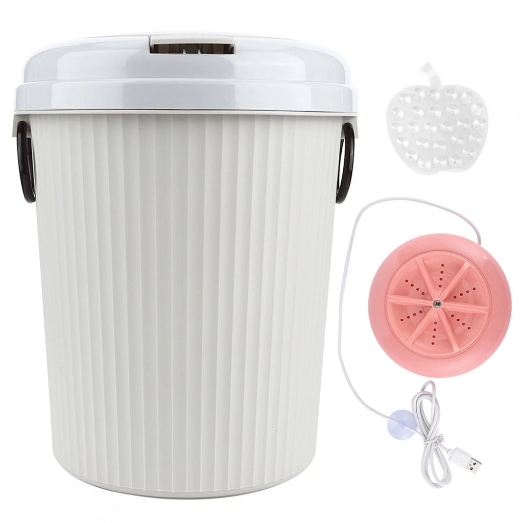 Portable Mini USB Powered Ultrasonic Clothes Washing Machine 8L 18W Pink X4231