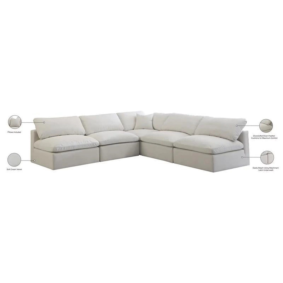 Cream Velvet Modular Sectional V303533