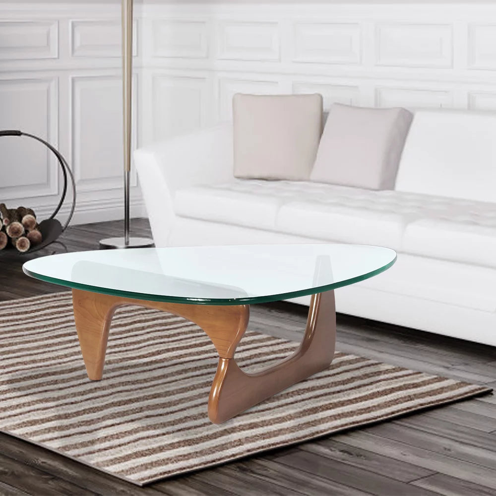 Light Walnut Wood Base Triangle Coffee Table B97638