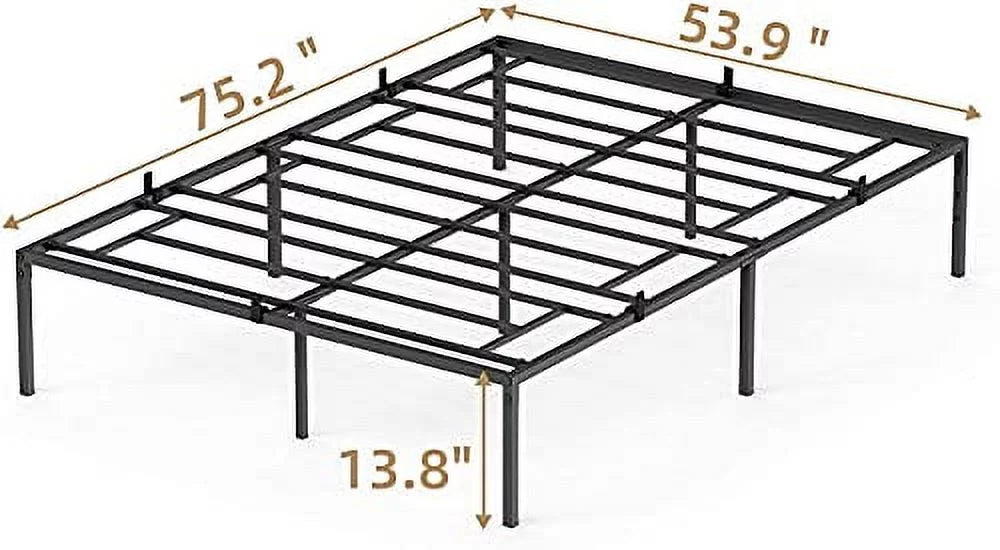 Black Metal Platform Bed Frame with Steel Slats O3653