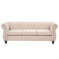 3 Seater Button Tufted Upholstered Sofa with Rolled Arms R51445