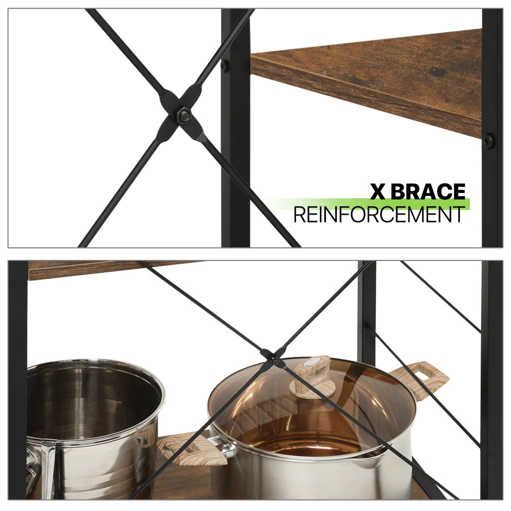 Steel 5 Shelves Kitchen Bakers Rack with Hooks M139469