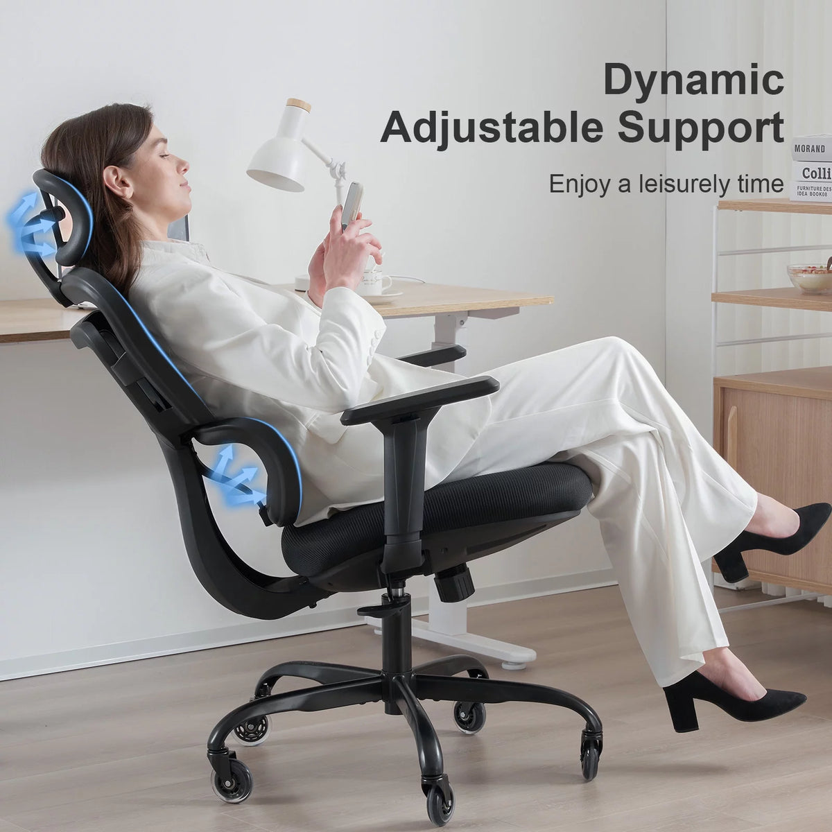 Black Ergonomic Mesh Office Chair with Lumbar Support and Wheels D234