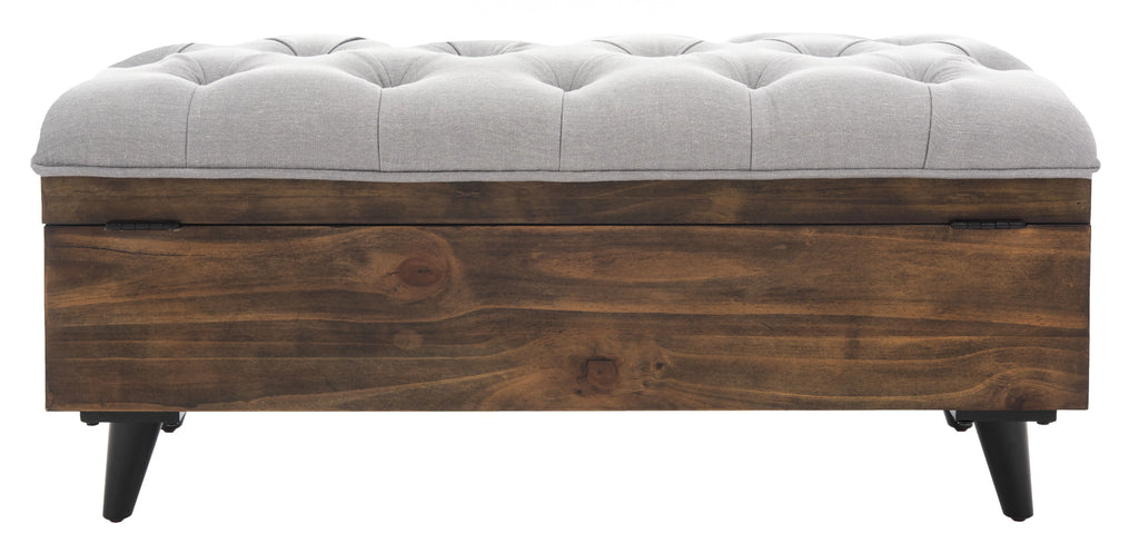 Grey Linen Storage Ottoman Y9385