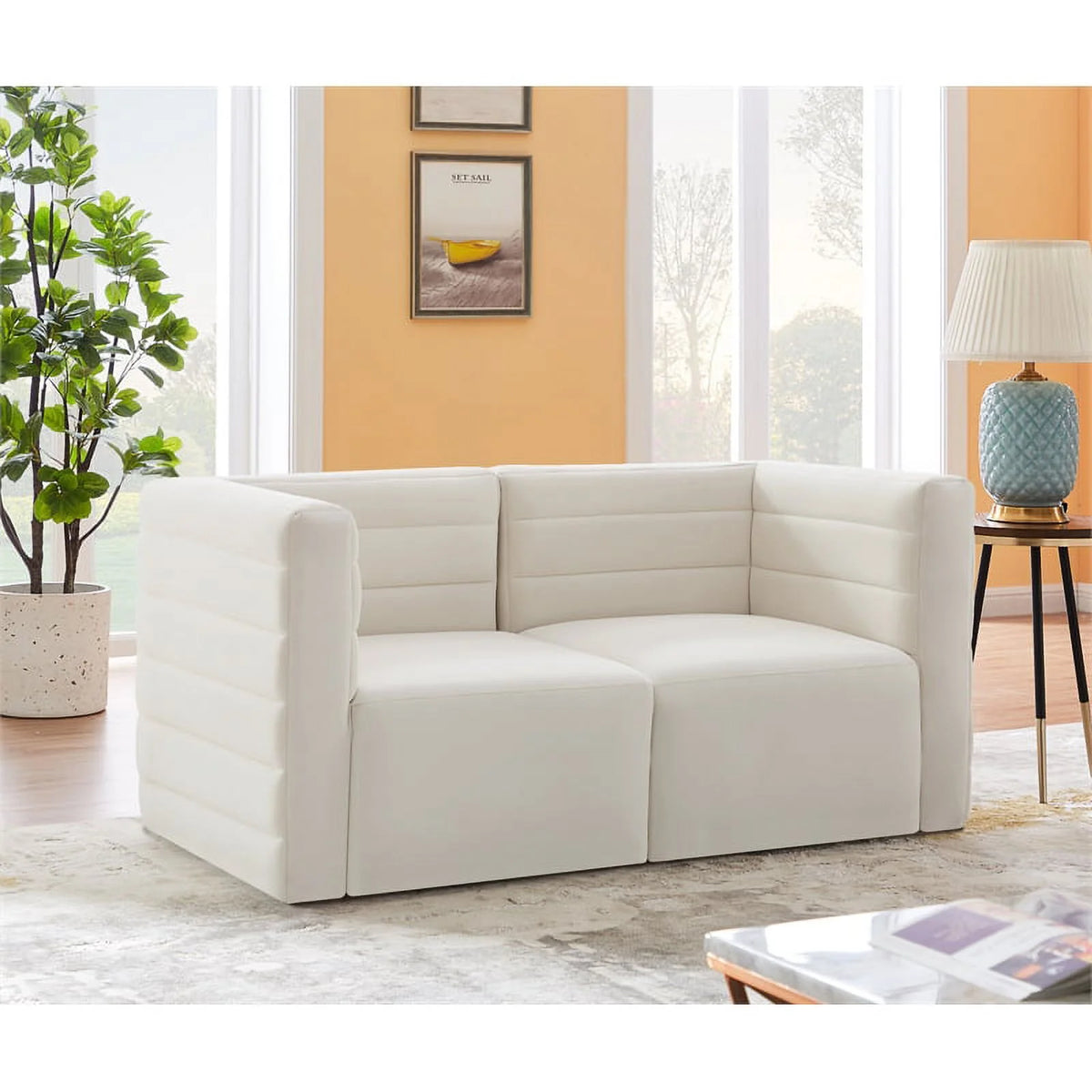 Cream Velvet Modular Sofa F963885