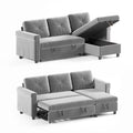 Light Gray Velvet Reversible Sectional Sofa with Storage Chaise P30813