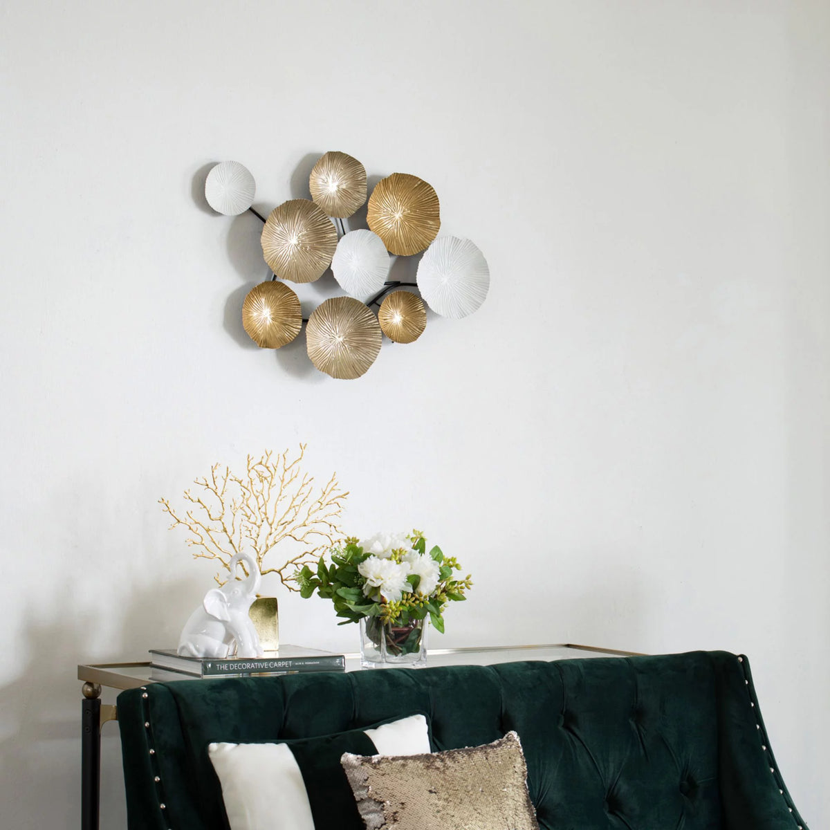 Antique Gold and White Small Wall Accent I4484