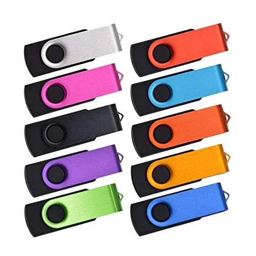USB Flash Drive 64MB Pack of 10 Metal USB 2.0 Swivel Keychain T71617