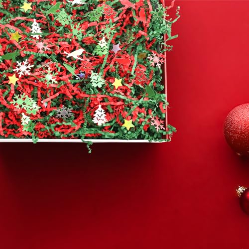 1LB Christmas Crinkle Cut Paper Basket Filler K2389