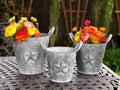 Metal Buckets Planters With Handles Tarnished Silver E35902