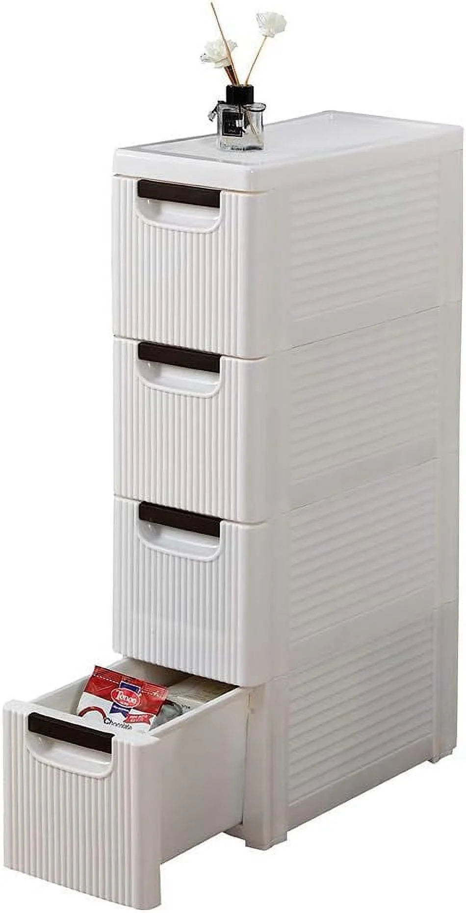 White 4 Drawer Rolling Storage Cabinet K7907